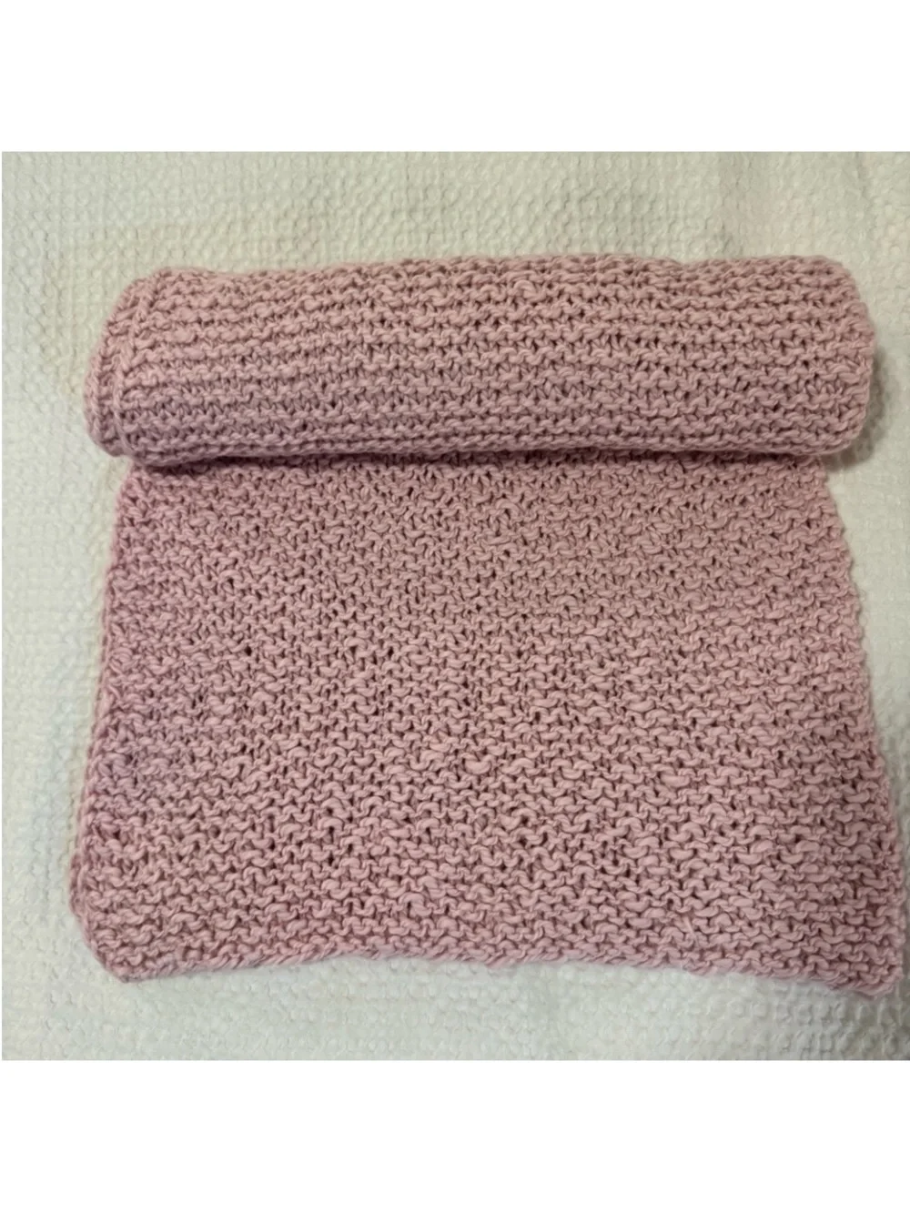 New Hand Knit Pink Eco Organic Cotton Baby Girl Blanket